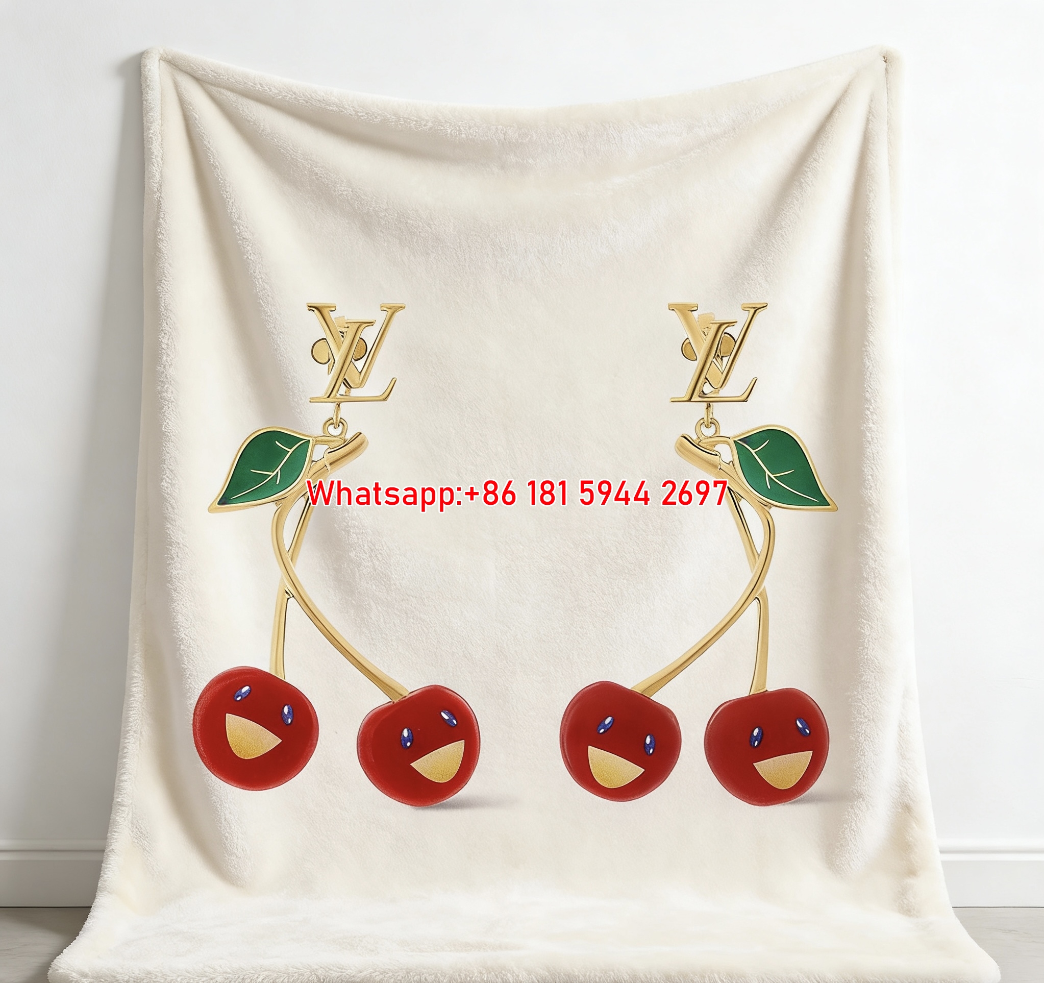 LV Cherry Smile Earrings Blanket Playful LV Cherry Throw 210